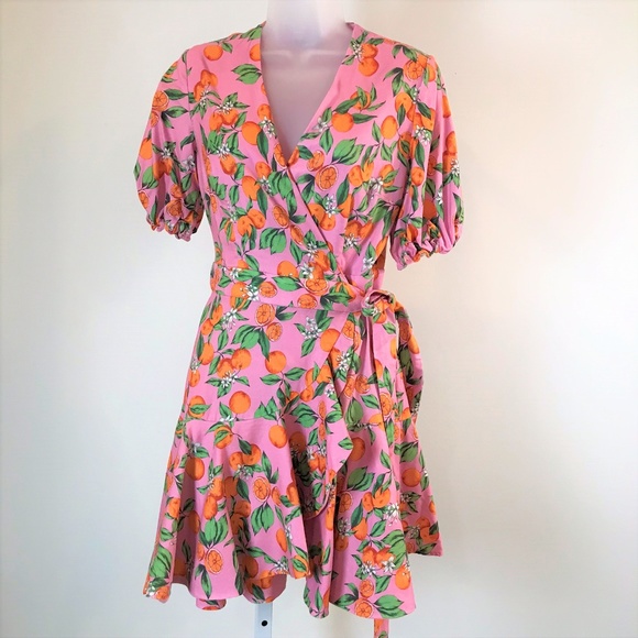 pink dress with oranges